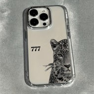 Fierce Animals 1pc Metal Transparent Minimalist Lens Protection Anti-Drop Lucky Leopard 777 Phone Ca