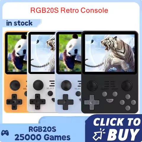 POWKIDDY RGB20S Retro Video Game Console 3.5 inch Open Source Dual Joystick Mini Handheld Game Playe