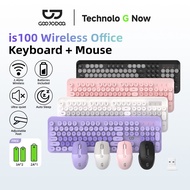 GOOJODOQ Wireless Bluetooth Keyboard Mouse Set 2.4G With 104 Keyboard and 1600 DPI Mouse For Laptop