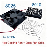 Cooling Fan with Fan Grills 80mm 5V 12V 24V 8010 8025 DC Brushless Cooling Fan For Computer mini Fan