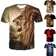 Men's Lion 3D Print T Shirt Fashion Handsome Lion Pattern Short Sleeve Tops