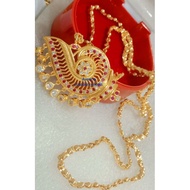 🧿Impon Big Sangu Pendent with parupu chain gold plated ( not916) 🚫 bukan emas