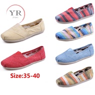 GP3 Kasut raya Toms Linen Shoes Stripe Color Mules Casual kasut Slip on Shoes toms Women Flat Shoes 