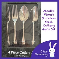 Alcott's Finest Stainless Steel Cutlery Set Forks &amp; Spoons 4 Pieces Set