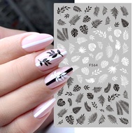 1pc Geometry Sliders 3D Nail Art Decals Black White Triangle Line Gel Flower Leaves Manicure Decorat