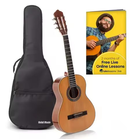 Junior 36 Inch Classical Guitar for Beginners, Wooden Body with Soft Nylon Strings, Natural Gloss Fi