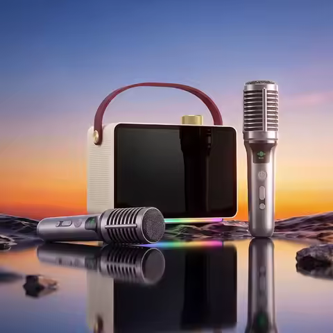 Karaoke Machine Built-in 7.0HD Lyrics Screen Portable Karaoke Player with 2 Wireless Microphones for