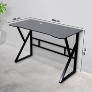 Meja Komputer Gaming Laptop PC dengan holder kabel dimensi 100x60 cm bahan besi dan kayu mdf