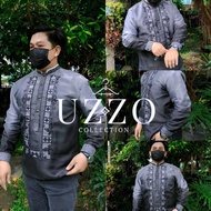 Barong Tagalog Pinya Organza Double Collar with Lining Monochromatic Black High Quality Barong Tagal