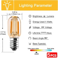 5 gói E12 E14 mini bóng đèn Led 1W cổ điển Edison Ống bóng đèn 10 Watt tương đương với màu trắng ấm
