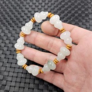 金絲玉翠玉手串 冰種飄花老型珠翠玉手鏈 圓珠男