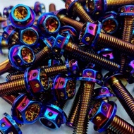 <APUN>M10*25 Screw Sprocket Hub Skru Footrest Gold Gold Blue Titanium YAMAHA Y15 LC-135 Skru Spocket