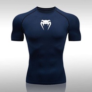Fitness Running Boxing Sports Short Sleeve Gym Quick-Dry Basketball Training Base Breathable Men b5D