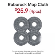 Mop Cloth for Roborock Roborock Saros 10R/Saros Z70/Saros 20/Saros 20 R&D/Qrevo Curv 2 Pro