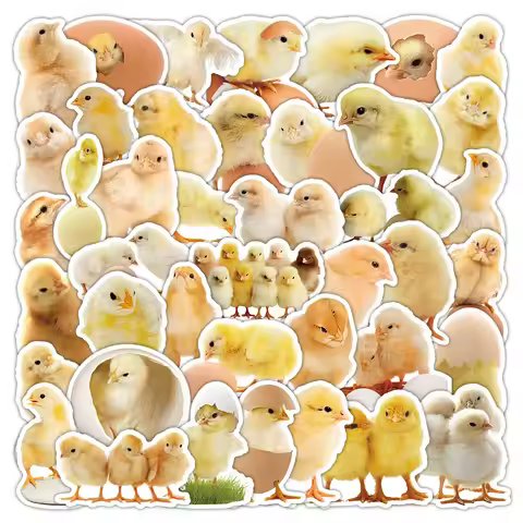 50pcs Cute Little Chick Phone Stickers Furry Kawai DIY Creative Handbook Guitar Stickers Phone Cases