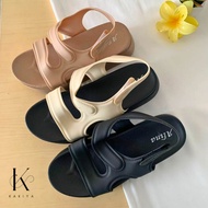 KKY-Women's Mountain Sandals with Velcro Back Strap, Simple and Elegant 888-S9 GNVLCBLK Wedges