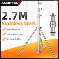 AMBITFUL Stainless Steel 2.7M Heavy Duty Light Stand Tripod with for Photo Studio Softbox Video Flas