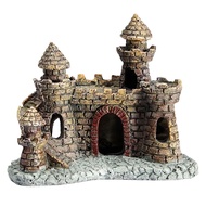 Medieval Mini Castle Resin Decoration, Fantasy Aquarium Ornament With Realistic Details, Fish H1s5