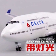 Boyin 747 Damei Aircraft Model with Wheels Aircraft with Light Static Airliner Model B747 Damei Airl