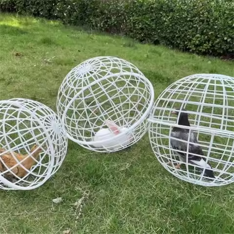 Rotatable Chicken Cage Chicken Balls Cage Rolling Mobile Poultry Enclosure Round W91B