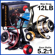 Fishing Reel Aluminum Spool Spherical Metal Handle Max Drag 12LBS 1000-5000 Series Spinning Reel