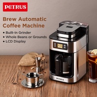 Petrus Automactic Coffee Maker Stainless Steel 10-Cup Drip Coffee Maker Brew Coffee Machine With Built-In Grinder And Bre