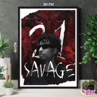 Wall Decoration 21 Savage Size 30 X 40 / Wooden Poster 21 Savage Size 30 X 40 / Walldecor 21 Savage 