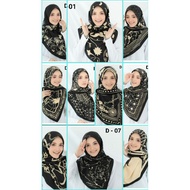 Bawal Satin Corak Hitam Gold