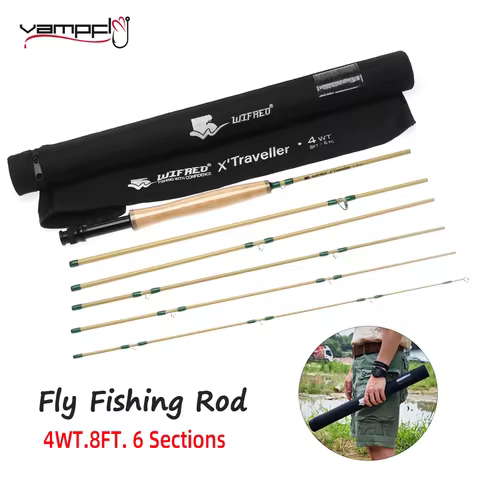 Vampfly 4WT 8FT 6 Sections Carbon Fiber Fly Fishing Rod Portable Travel Fly Rod Fast Action Fishing