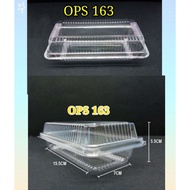 OPS -163 - Plastic Tray with Lock (50pcs+-) Bakery Disposable Plastic Clear Food Box - Hot Dog Box -