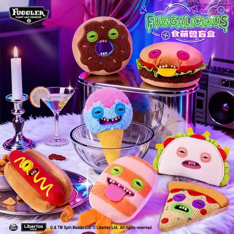 Fuggler Plush Blind Box Food Fuggalicious Delicacy Hamburger Pizza Plush Kawaii Mystery Box Funny Bi