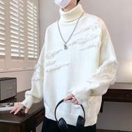 High-end Lace Trim Half Turtleneck Hollow Knit Sweater Base Shirt Loose Chanel Style Sweater