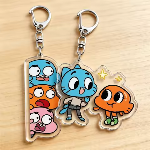 Hot Lovely Cartoon Gumball Watterson Keychains for Accessories Lovely Darwin Watterson Tawog Keyring