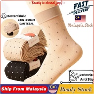 JMF_ Pair Polka Dot Muslimah Stokin 100% Brand New Ankle Socks Jacquard Weaving Anti Slip Sock Stoking Perempuan Mu