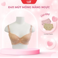 Thin foam bra, flexible frame, lace, heat-pressed foam, breast lift, 3 hooks code E411 | 12 H AN PHA