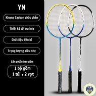 Badminton Racket 02 Pieces YN Genuine Stretch Available, Super Durable, Super Light Chromium Frame Badminton Racket - Sports Lemon.