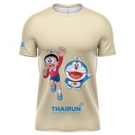 Cotton T-Shirt [Code SB8PN4 60] Thairun (Thai Run) Running Shirt Sports Doraemon & Nobita Bamboo Cop