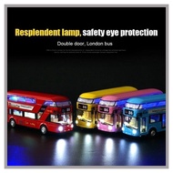 KLT Double-Decker Bus Diecast Metal Car Model Toy Zine Alloy Pull Back Vehicles Car Toys For Kids And Adults Gift 91PKML