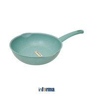 HIJAU Informa Cooking Color 26 cm Kay Marble Wok Frying Pan - Green Frypan Pan Teflon Cooking Frying