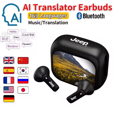 Jeep EW113 AI Translation Earbuds Touchscreen TWS Earphones HD Call Noise Reduction HiFi Music sport