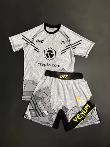 UFC Top Fighter Islamic Makhachev Battle Event T-shirt and Shorts Men Breathable Jersey Wrestling Ru