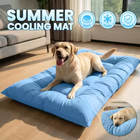 Extra-Large Summer Cooling Mat Dog Sofa Bed ,Ultra-Soft, 8 Compartments, Extra-Large Plush Dog Sofa 