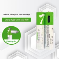 Ready Stock New Style 1.5 vAAAusb Rechargeable Learning Machine No. 7 Lithium Battery type-c Port Fa