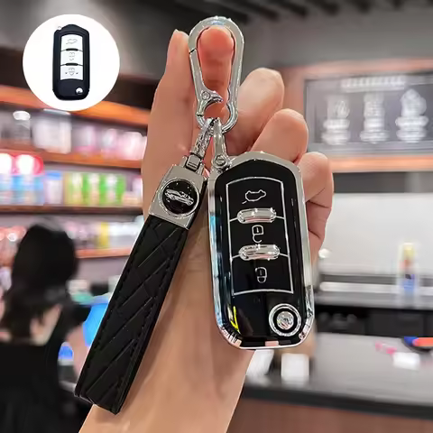 For GAC Trumpchi GS3 GS4 GS5 GS8 GA4 GA6, TPU Car Key Fob Cover Case with Keychain, Full Protection