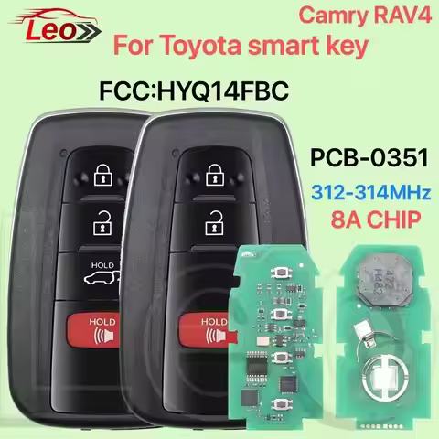 Leo Smart Remote Key For Toyota Camry RAV4 Key 2018-2022 0351-PCB PN:8990H-0R030 09904-06220 312-314