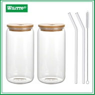 Large Capacity Drinking Glass Glass Drinking Vessel 500ml Trendy Mason Jar Tumbler Glass with Wood L