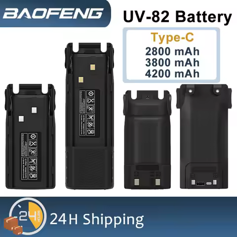Baofeng UV-82 Battery Pack Type-C Charge 2800mah 3800mAh 4200mAh Li-ion Rechargeable DC 7.4 BL-8 UV-