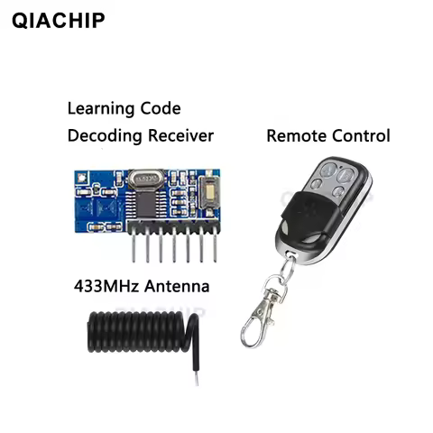 QIACHIP 433 Mhz RF Relay Receiver Module Wireless 4 CH Output With Learning Button and 433Mhz RF Rem