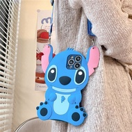 For Huawei honor 50 8X Y9s Y9 Y9Prime 2019 Nova 7i 3i 2i 5T P50 P40 P30 Pro Disney 3D Cartoon Stitch Soft Shockproof Back Cover Cases with lanyard