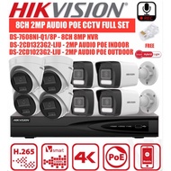 HIKVISION 8CH 2.0MP DS-7608NI-Q1/8P NVR + 8 PoE CAMERA CCTV IP Network Smart Hybrid Light Mic Voice 